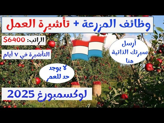 الهجرة إلى لوكسمبورغ 2025: ✅ وظائف زراعية برواتب خيالية
